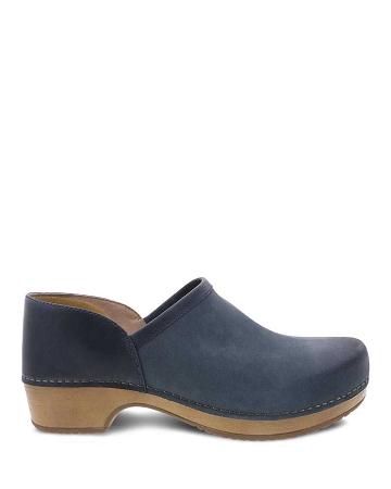 Sabots Dansko Brenna Burnished Daim Femme Bleu Marine | FR 019UZG